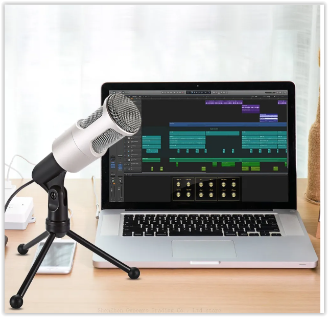 YANMAI SF-960 Computer Microphone 3.5mm Plug Professional Capacitive Stereo Mic with Tripod