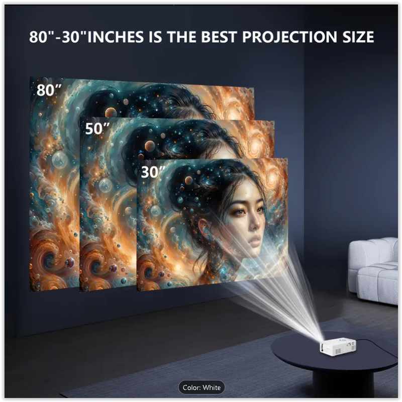 GTEQY Portable Mini Projector, Home Projector, Best Viewing Experience, Fast Gathering, LED Light