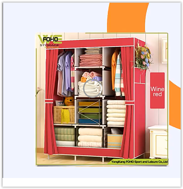 Modern Design Light Iron and Cloth Assemble Wardrobe New Design Living Room and Bedroom Home