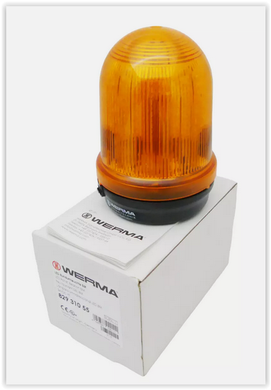 Werma 829 Series Yellow Rotating Beacon, 24 V, Base Mount, LED Bulb, IP65  RS Stock No.:  829 310 55