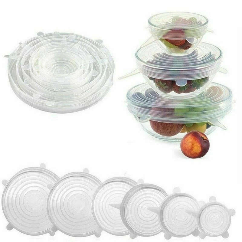 Reusable Stretch Silicone Lids  Set of 6 Food Container & Bowl Covers