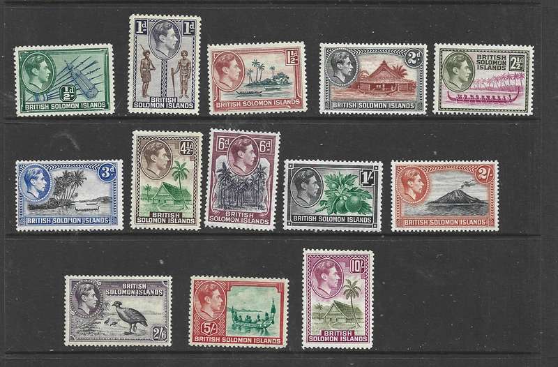 British Solomon Islands, GVIR, 1939 -1951, 1/2d - 10/ MH *