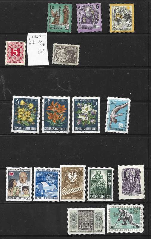Austria, commemorative stamps, 13 good used, 2 MH *.