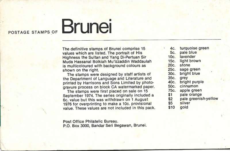 Brunei 1976 Presentation Pack (issue of 1974 less the 6c) MNH **