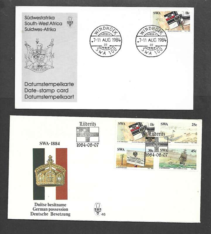 South West Africa,1984, Centenary of German Possession, First Day Cover, WINDHOEK date stamp card