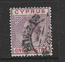 Cyprus GVR,  1922, 1p violet & red, used
