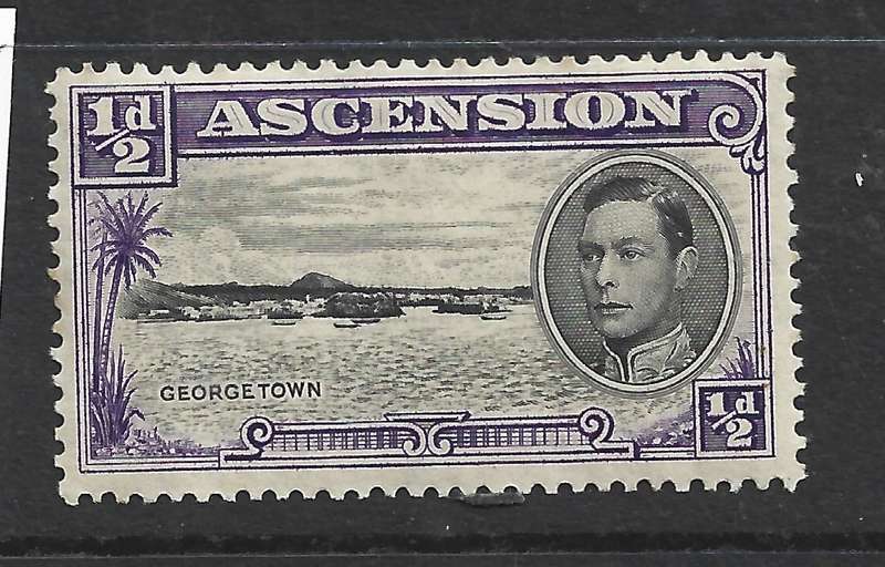 Ascension Island, GVIR, 1938, 1d perf 13.5, MH * heavy tone