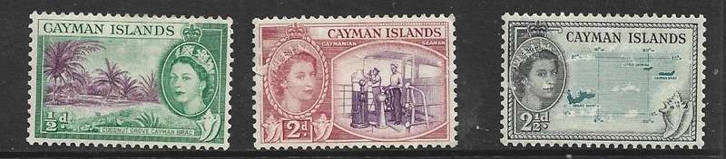 Cayman Islands, EIIR, 1953, 1/2d, 2d, 2 1/2d,  MH*,