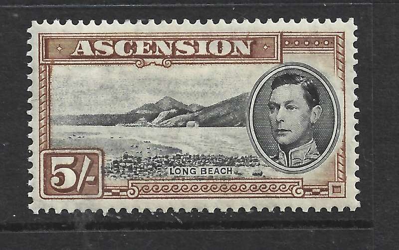 Ascension Island, GVIR, 1938, 5/ perf 13.5, MH * horror gum tone