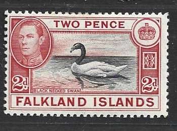 Falkland Islands  GVIR, 1941, 2d, black & red MH *