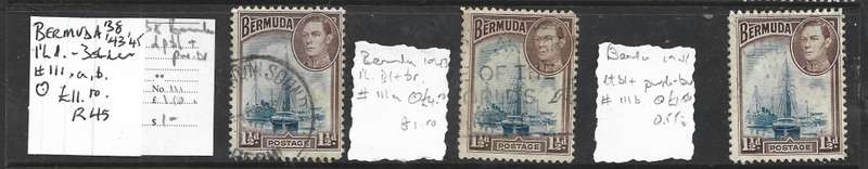 Bermuda, GVIR, 1938, 1943, 1945 1/ (three shades) used