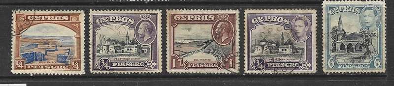 Cyprus   GVR, 5 stamps, used