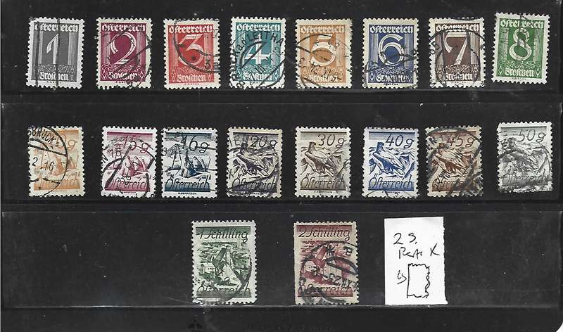 Austria, 1925, definitives, 18 values to 2s, used