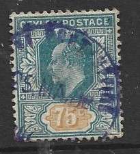 Ceylon, EVIIR, 1905, 75c, used