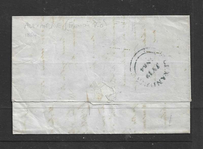 Egypt, 1854, entire, m/s 10,  cachet G.SINADINO & Co ALEXANDRIE, ALEXANDRIA c.d.s.> MARSEILLES,