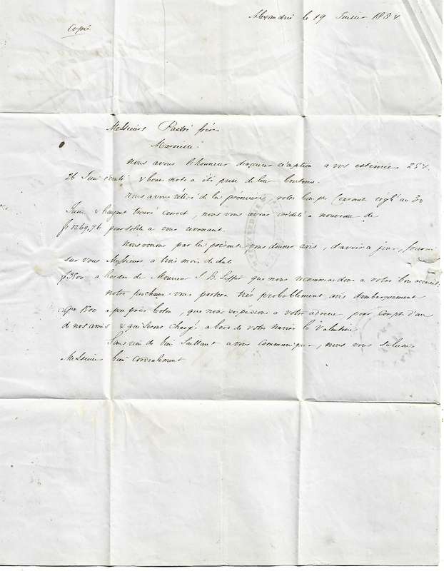 Egypt, 1854, entire, m/s 10,  cachet G.SINADINO & Co ALEXANDRIE, ALEXANDRIA c.d.s.> MARSEILLES,