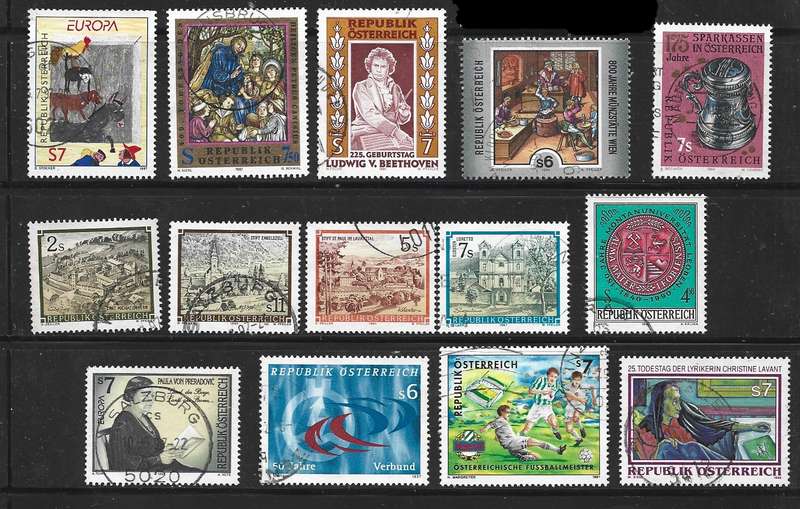 Austria, 1990s, commemorative stamps, 11 good used.