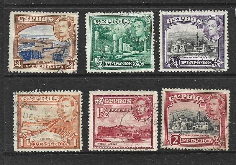 Cyprus   GV1R, 1938, 6 stamps, used