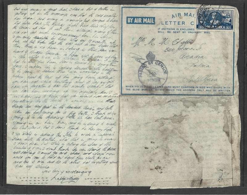 Egypt, 1942, S. Africa 3d, large war, EGYPT 53 POSTAGE PREPAID  > S. Africa , Crowned Censor