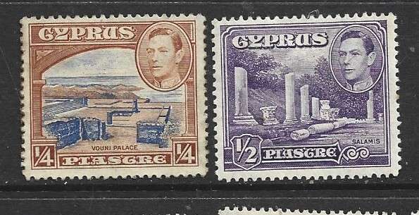 Cyprus   GV1R, 1938, 1/4p, 1/2p violet, MH *