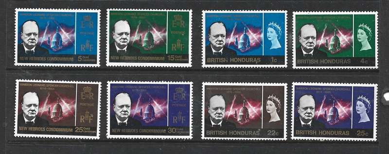 British Honduras, New Hebrides Condominium 1960 Churchill sets MNH **