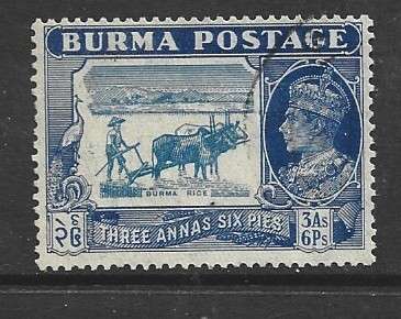 Burma, GVIR, 1938, 3annas 6pies, used