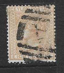 Ceylon, VRI, 1870, 8 cents, used