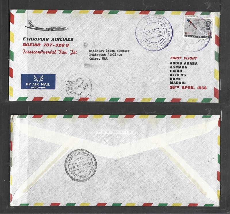 Ethiopian Airlines 1st flight Boeing 707-320C, ADDIS ABABA 26 APRIL 1968 > CAIRO AIR PORT