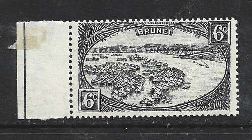 Brunei 1924 6c black, MH * with left selvedge