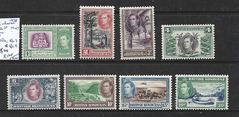British Honduras, GVIR, 1938 -47, 1c - 25c MH *
