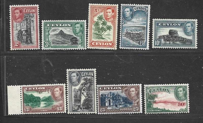 Ceylon, GVIR, 1938>, 2c - 30c,  MH *