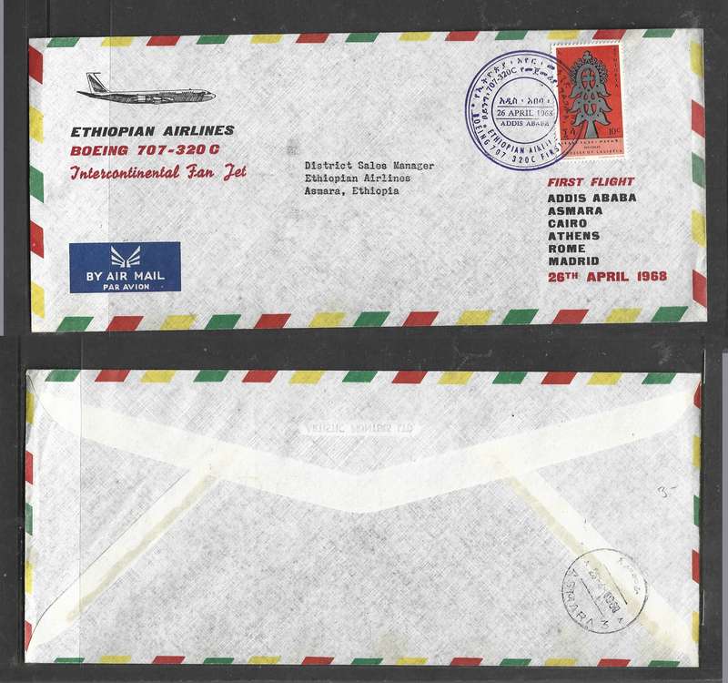 Ethiopian Airlines 1st flight Boeing 707-320C, ADDIS ABABA 26 APRIL 1968 > ASMARA