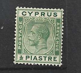 Cyprus GVR, 1925,  1/2 piastre green, MH *