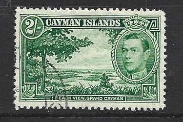 Cayman Islands, GVIR, 1938, 2/, yellow-green, used