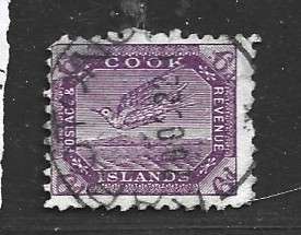 Cook Islands VRI 1900, 6d bright purple, used, thin NW corner