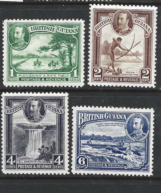 British Guiana GVR 1931, 1c, 2c, 4c, 6c, MH *