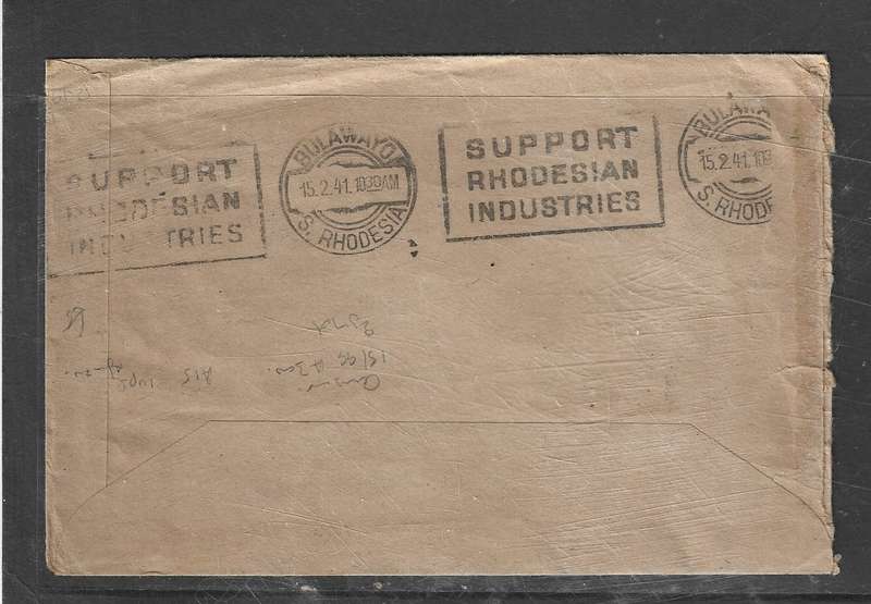 Egypt, 1940  Army Post 10m (4), FIELD POST OFFICE 242 > BULAWAYO Rhodesia