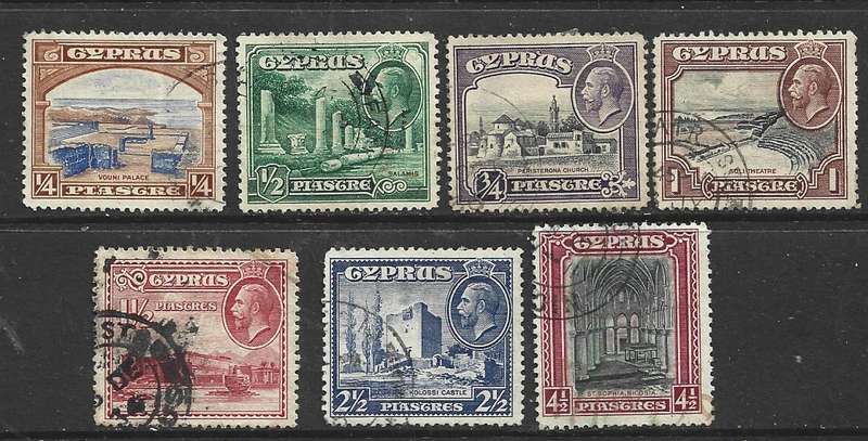 Cyprus GVR,  1934, 1/4p - 4 1/2p,  used