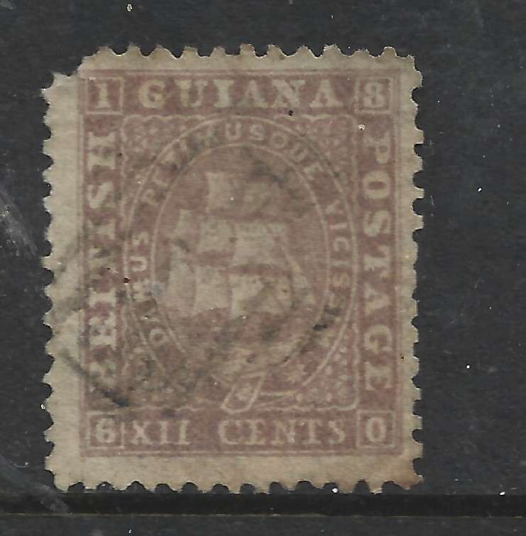 British Guiana VRI 1867 , 1 2c lilac, p12.5, used