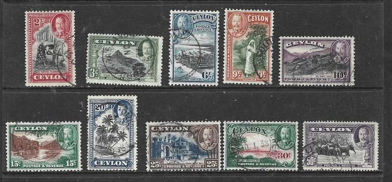 Ceylon, GVR, 1935>, 2c - 50c, used