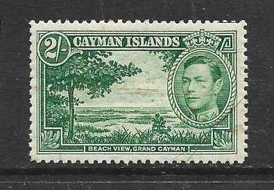 Cayman Islands, GVIR, 1938, 2/, yellow-green,  MH*, heavy gum tone