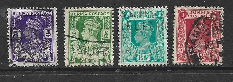 Burma, GVIR, 1938, 3p, 9p, 1 1/2a, 2, used