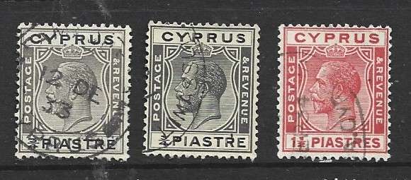 Cyprus GVR,  1925  3/4p (2), 1 1/2p used