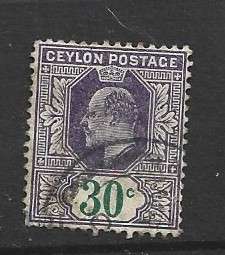 Ceylon, EVIIR, 1905, 30c, used