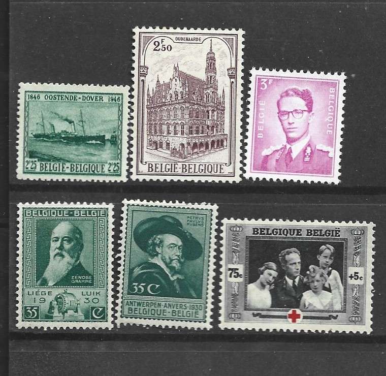 Belgium, 20thC, 6 stamps, top row MH*, bottome row MNH**