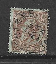 Belgium, 1884 -91, 1F, brown on green, used, HAMME  29 AVR 18.... c.d.s.