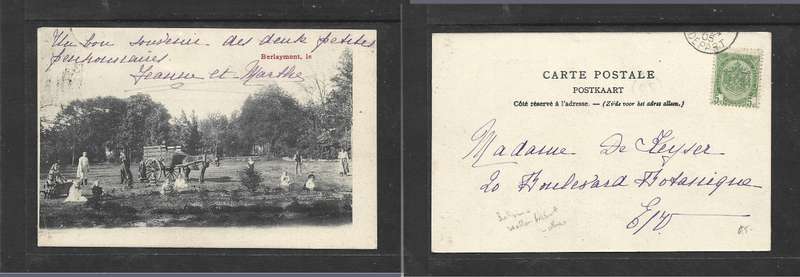 Belgium, Berlaymont, le, haymaking, horse and cart, used 5c, 1905