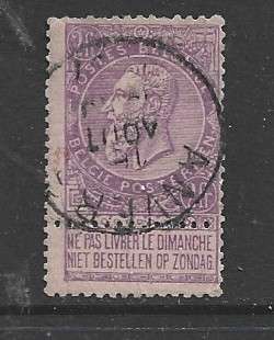 Belgium, 1893, 2F, mauve on flesh, used ANVERS c.d.s.
