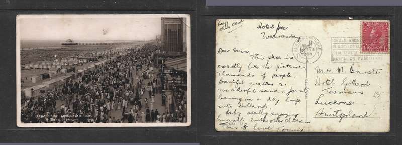 Belgium, Blankenburgh beach, casino, pier, used 1F, 1936