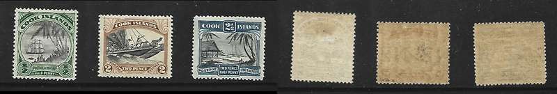 Cook Islands GVR 1933, 1/2d, 2d, 2 1/2d, MH *